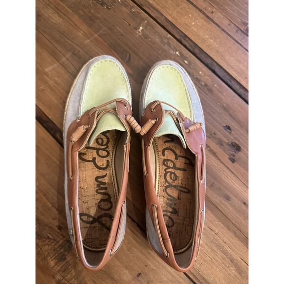 Sam Edelman Espadrille Sebastian Boat Shoes Loafers Leather Canvas Size 8.5 - Picture 5 of 10